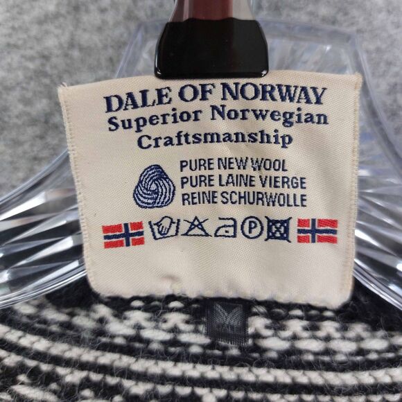 Dale of Norway Wool Cardigan Sz L Nordic Fair Isle Sweater Traditional Clasps - Picture 8 of 9